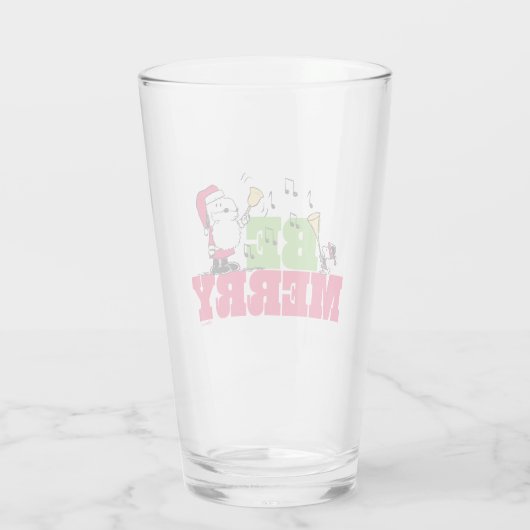 Peanuts | Wees vrolijk met Kerstmis Glas (Achterkant)