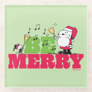 Peanuts   Wees vrolijk met Kerstmis Glazen Onderzetter