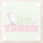 Peanuts | Wees vrolijk met Kerstmis Glazen Onderzetter (Achterkant)