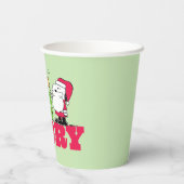 Peanuts | Wees vrolijk met Kerstmis Papieren Bekers (Achterkant)