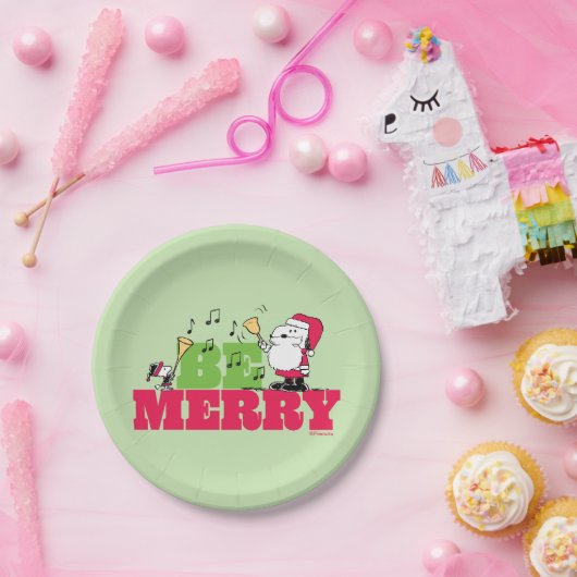 Peanuts | Wees vrolijk met Kerstmis Papieren Bordje (Feest)