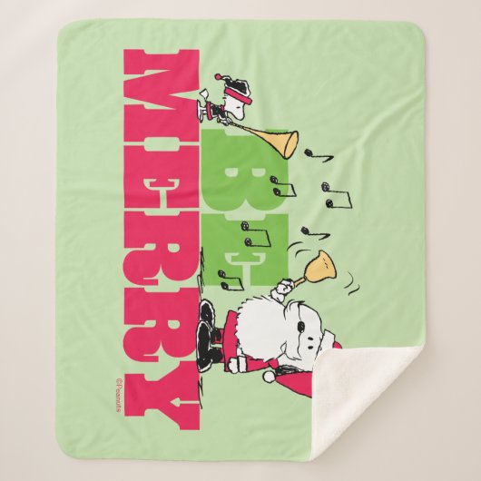 Peanuts | Wees vrolijk met Kerstmis Sherpa Deken (Voorkant)