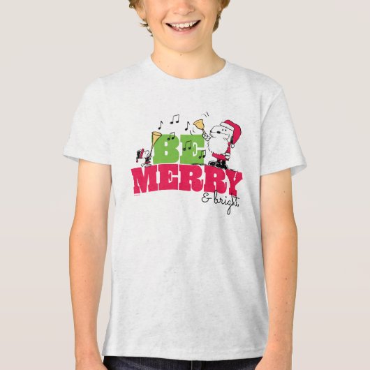 Peanuts | Wees vrolijk met Kerstmis Tri-Blend Shirt (Voorkant)