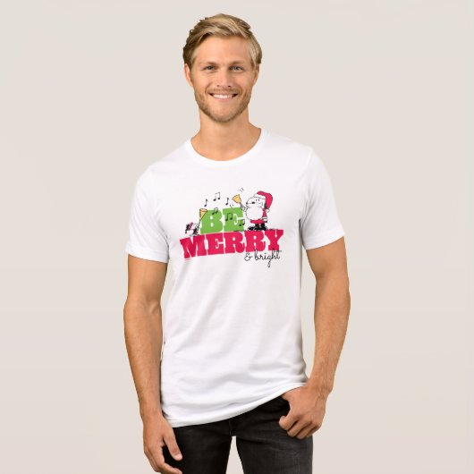 Peanuts | Wees vrolijk met Kerstmis Tri-Blend Shirt (Voorkant volledig)