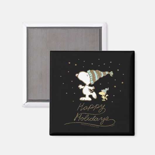 Peanuts Winter Skating T Shirt Magneet (Voorkant / Achterkant)