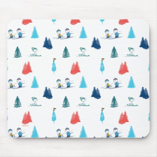 Peanuts | Winter Skiing the Slopes Pattern Muismat (Voorkant)