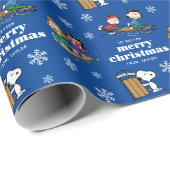Peanuts | Winter Sleding Fun Patroon Cadeaupapier (Rol Hoek)