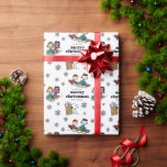 Peanuts | Winter Sleding Fun Patroon Cadeaupapier<br><div class="desc">Wikkel dat speciale cadeau in met deze leuke Peanuts Christmas cadeauverpakking. Aanpassen door een bericht en jouw namen toe te voegen.</div>