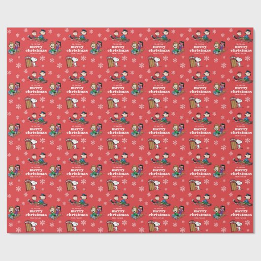 Peanuts | Winter Sleding Fun Patroon Cadeaupapier (Vlak)
