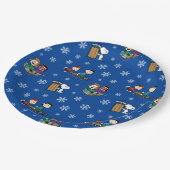 Peanuts | Winter Sleding Fun Patroon Papieren Bordje (Gekanteld)
