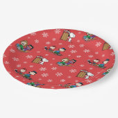 Peanuts | Winter Sleding Fun Patroon Papieren Bordje (Gekanteld)