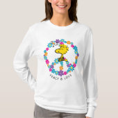 Peanuts | Woodstock Bloem Vredesbord T-shirt (Voorkant)