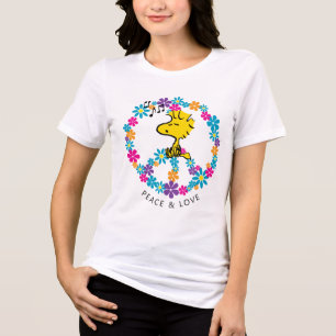 Peanuts   Woodstock Bloem Vredesbord Tri-Blend Shirt
