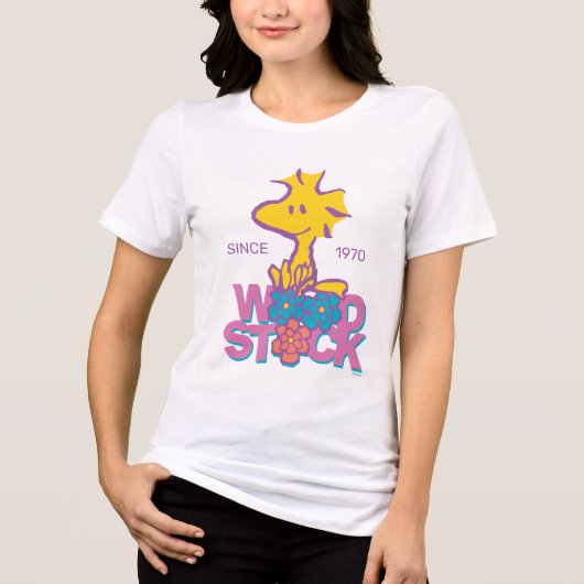 Peanuts | Woodstock Bloemen Tri-Blend Shirt (Voorkant)