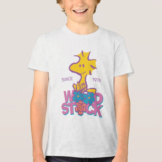 Peanuts | Woodstock Bloemen Tri-Blend Shirt (Voorkant)
