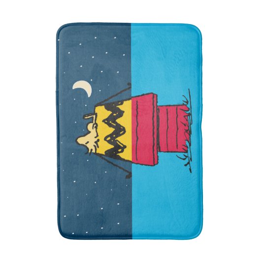 Peanuts | Woodstock Camping Half & Half Badmat (Voorkant Verticaal)