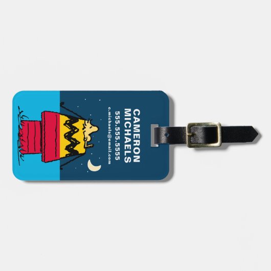 Peanuts | Woodstock Camping Half & Half Bagagelabel (Voorkant horizontaal)