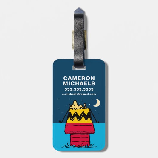 Peanuts | Woodstock Camping Half & Half Bagagelabel (Achterkant verticaal)