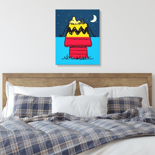 Peanuts | Woodstock Camping Half & Half Canvas Afdruk (Insitu (Slaapkamer))