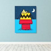 Peanuts | Woodstock Camping Half & Half Canvas Afdruk (Insitu (Houten vloer))