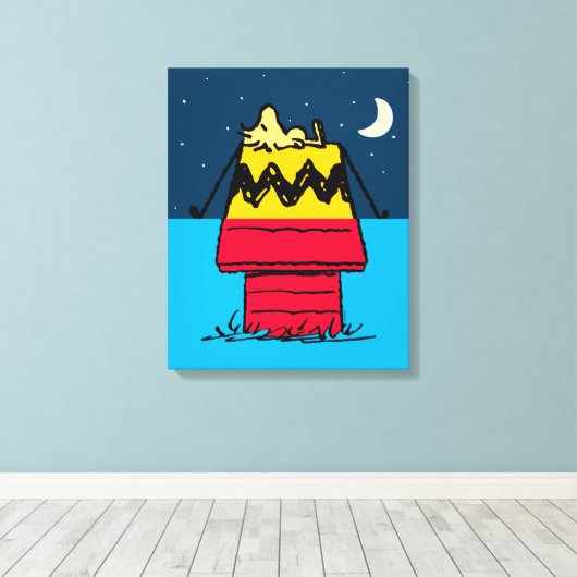 Peanuts | Woodstock Camping Half & Half Canvas Afdruk (Insitu (Houten vloer))