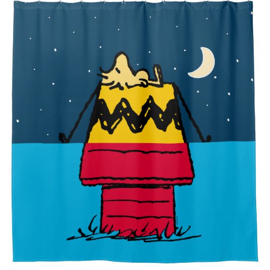 Peanuts | Woodstock Camping Half & Half Douchegordijn (Voorkant)