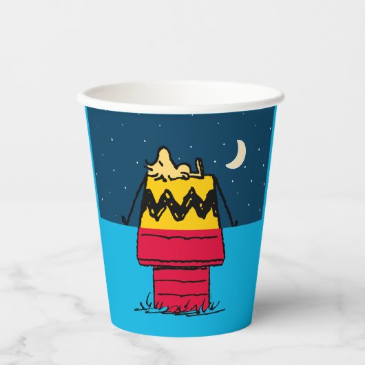 Peanuts | Woodstock Camping Half & Half Papieren Bekers (Voorkant)