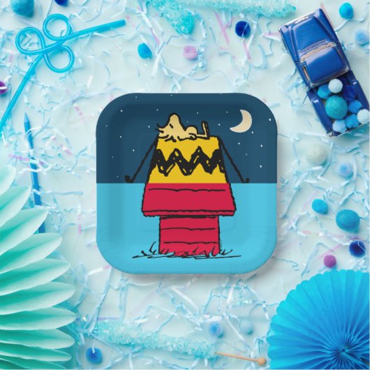 Peanuts | Woodstock Camping Half & Half Papieren Bordje (Feest)