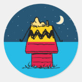 Peanuts | Woodstock Camping Half & Half Ronde Sticker (Voorkant)