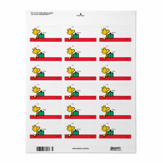 Peanuts | Woodstock Christmas Gift Label (Full Sheet)