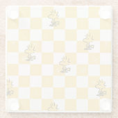 Peanuts | Woodstock Geruite vlag Glazen Onderzetter (Achterkant)