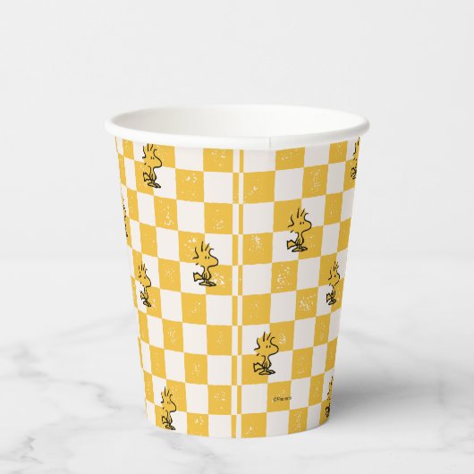 Peanuts | Woodstock Geruite vlag Papieren Bekers (Rechts)