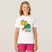 Peanuts | Woodstock Kerstcadeau T-shirt (Voorkant volledig)