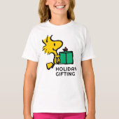 Peanuts | Woodstock Kerstcadeau T-shirt (Voorkant)