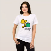 Peanuts | Woodstock Kerstcadeau Tri-Blend Shirt (Voorkant volledig)