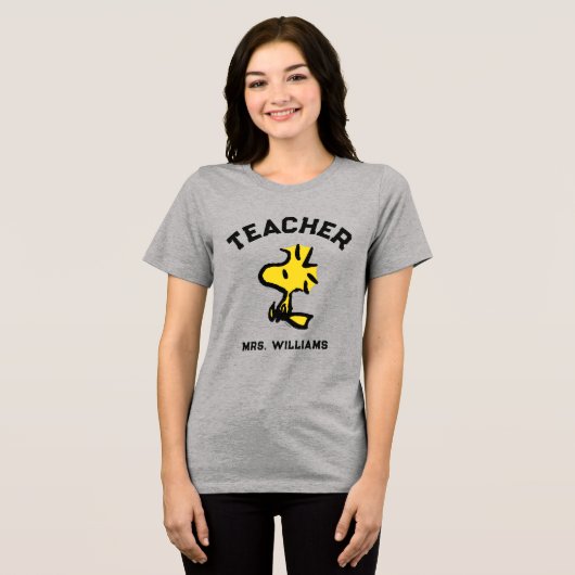 Peanuts | Woodstock Looking Ahead Teacher Tri-Blend Shirt (Voorkant volledig)