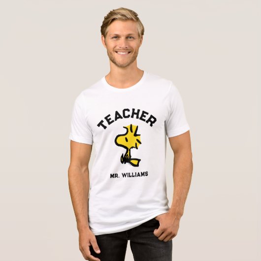Peanuts | Woodstock Looking Ahead Teacher Tri-Blend Shirt (Voorkant volledig)