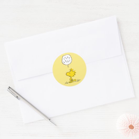 Peanuts | Woodstock-luidsprekers Ronde Sticker (Envelop)