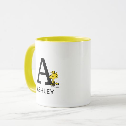 Peanuts | Woodstock Naam & Monogram A Mok (Voorkant links)