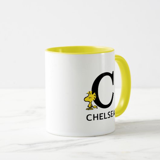 Peanuts | Woodstock Naam & Monogram C Mok (Voorkant rechts)