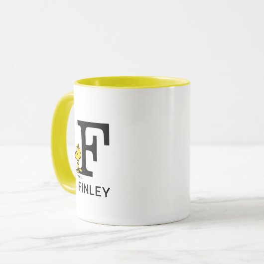 Peanuts | Woodstock Naam & Monogram F Mok (Voorkant links)