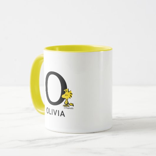 Peanuts | Woodstock Naam & Monogram O Mok (Voorkant links)
