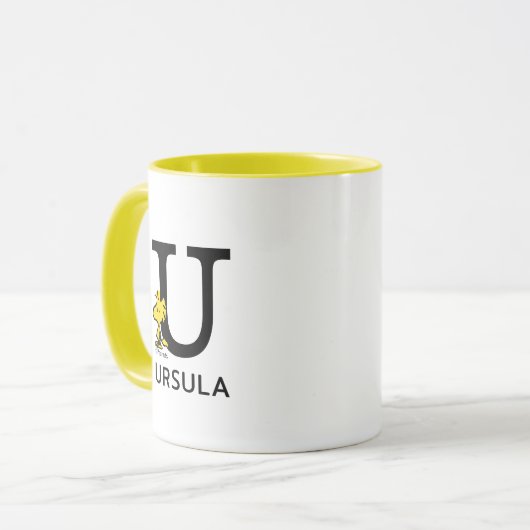 Peanuts | Woodstock Naam & Monogram U Mok (Voorkant links)