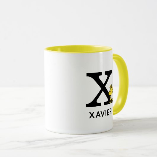 Peanuts | Woodstock Naam & Monogram X Mok (Voorkant rechts)