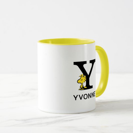 Peanuts | Woodstock Naam & Monogram Y Mok (Voorkant rechts)