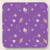 Peanuts | Woodstock Paarse hartpatroon Bier Onderzetter (Voorkant)
