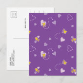 Peanuts | Woodstock Paarse hartpatroon Briefkaart (Voorkant / Achterkant)