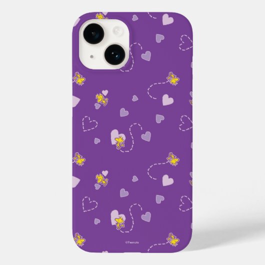 Peanuts | Woodstock Paarse hartpatroon Case-Mate iPhone Case (Achterkant)