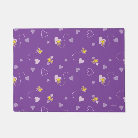 Peanuts | Woodstock Paarse hartpatroon Deurmat (Voorkant)