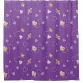 Peanuts | Woodstock Paarse hartpatroon Douchegordijn (Voorkant)